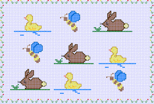 lenzuolo punto croce schemi coniglietti
