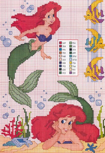 schemi-punto-croce-ariel-sirenetta