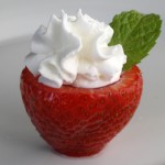 Strawberry with Whipped Cream and Mint