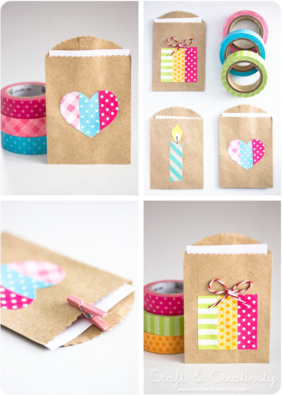 biglietti e pacchetti di Natale con i washi tapes