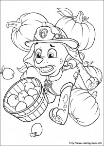 Disegni della Paw Patrol da stampare gratis_Marshall con cesta di mele