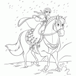 Disegni da colorare di Frozen da stampare gratis_Anna a cavallo