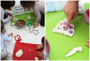 Lavoretti di Natale con la pasta di mais_ornamenti per albero di Natale con pietre colorate