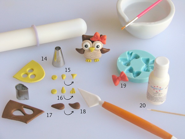 come fare un gufetto in pasta di zucchero 3d
