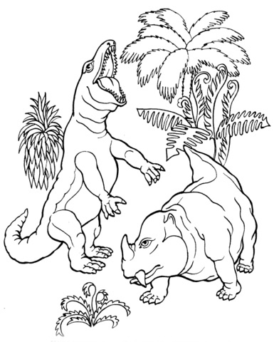 Disegni da colorare dei dinosauri_coppia dinosauri