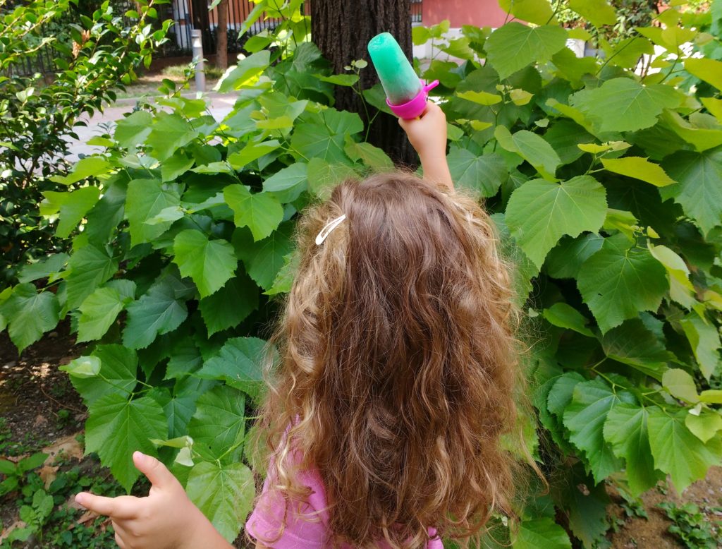 Bambina con ghiaccioli alla menta e fragole fresche per i bambini _ fabbri