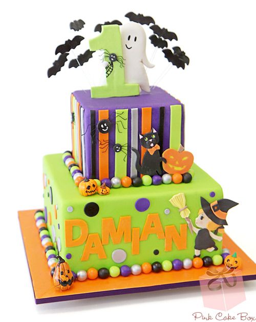 Torte di Halloween per feste di compleanno bambini _ con gattino e strega