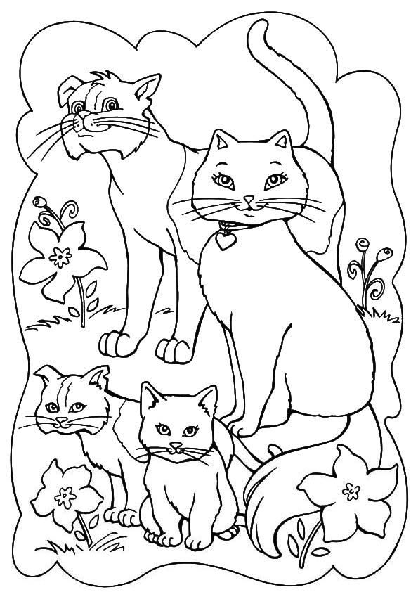disegni di gatti da colorare e stampare gratis _ famiglia gatti