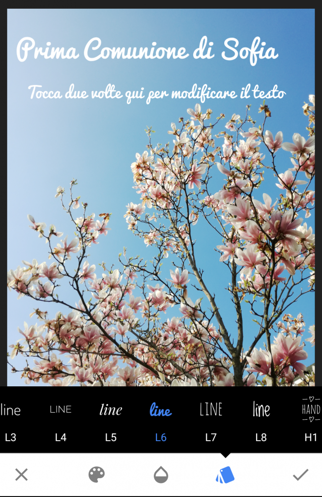 inviti digitali per Prima Comunione snapseed