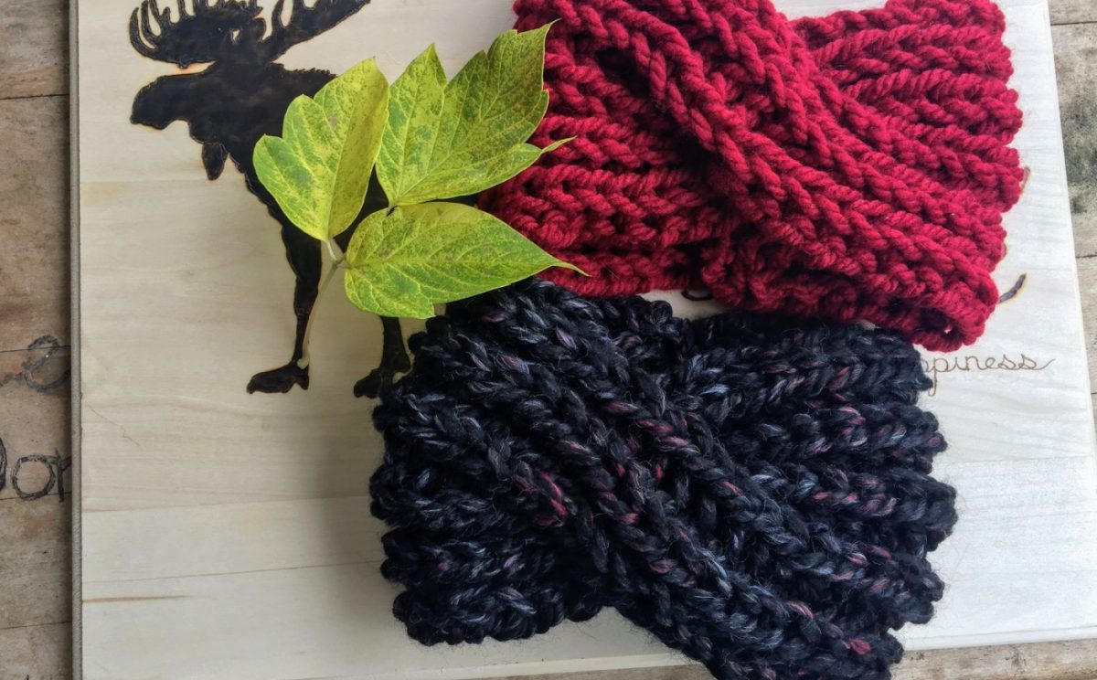 fascia di lana ai ferri a treccia