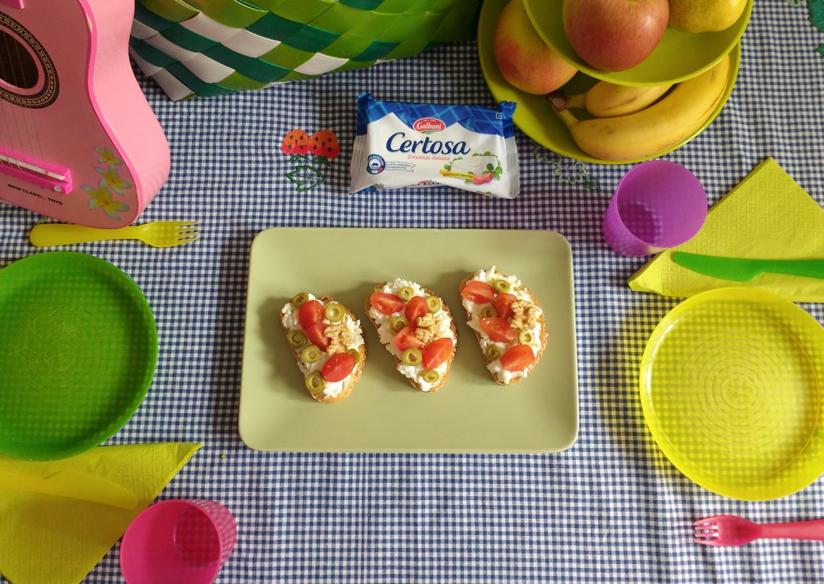 Merenda sana per i bambini con Certosa Galbani _ bruschette per pic nic