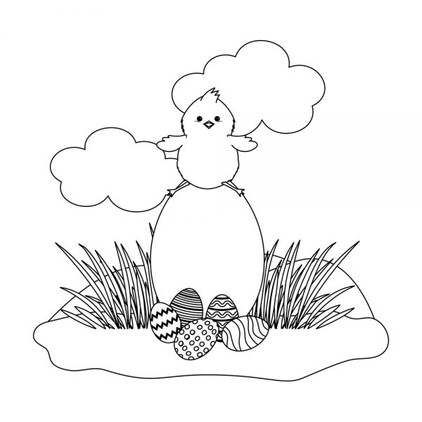 biglietti di Pasqua da colorare per bambini con pulcini