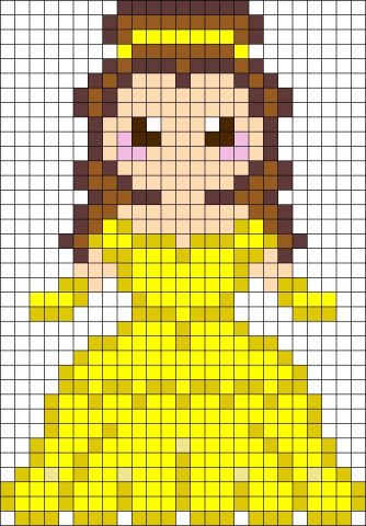 schemi pixel art principessa Belle