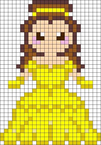 schemi pixel art principessa Belle