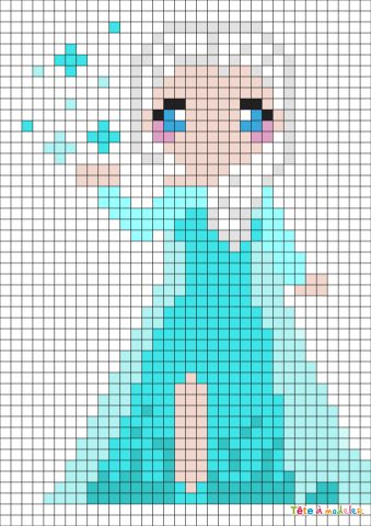 schemi pixel art principessa elsa frozen