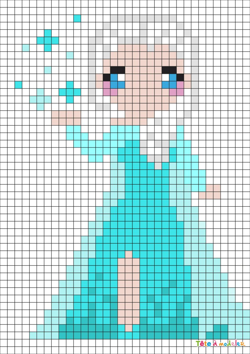 schemi pixel art principessa elsa frozen