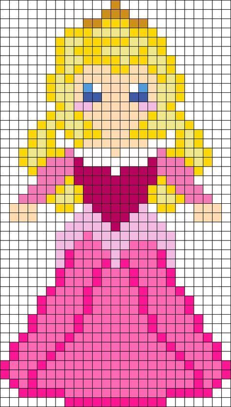 schemi pixel art principesse la bella addormentata nel bosco