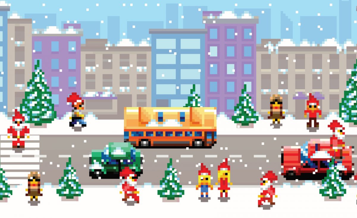 disegni di Natale pixel art_città natalizia