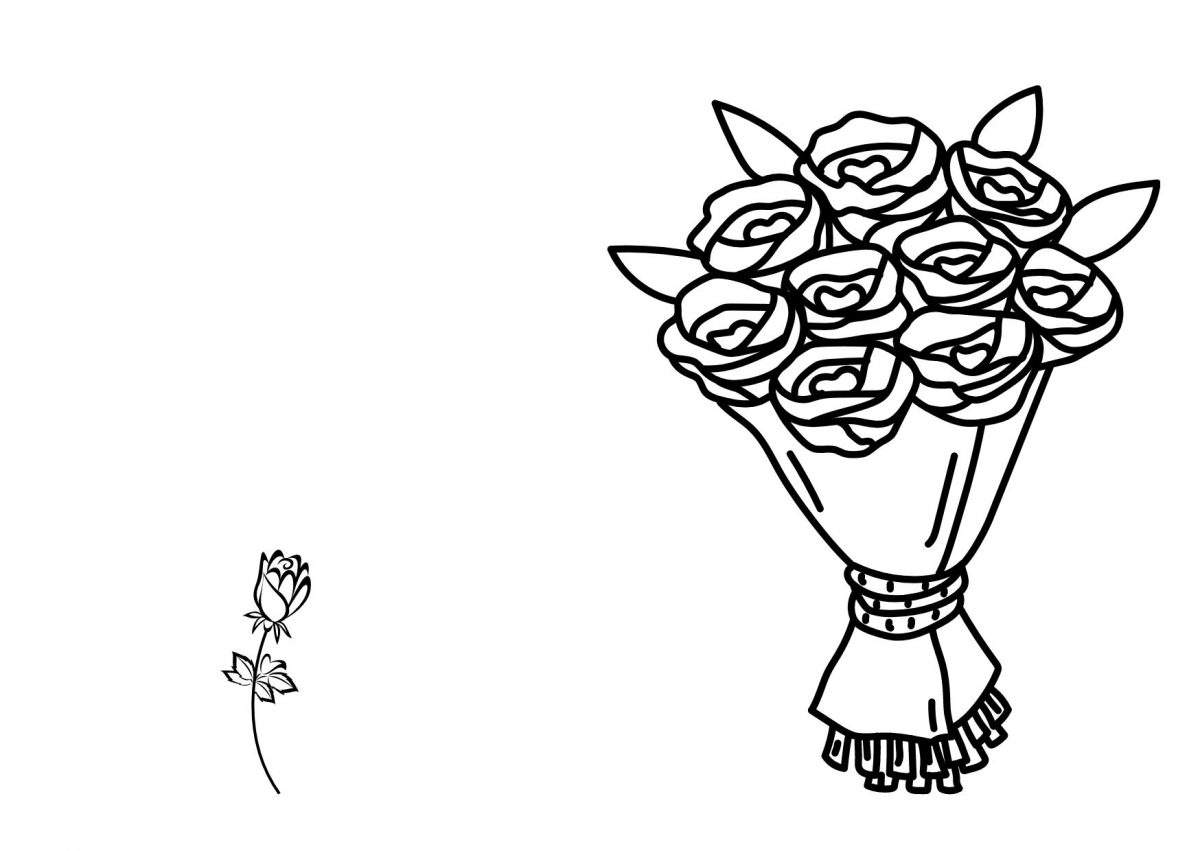 biglietti per la festa della mamma da colorare mazzo rose